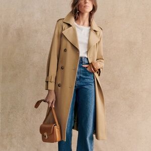 Sezane Scott Trench Coat Camel - Size 2